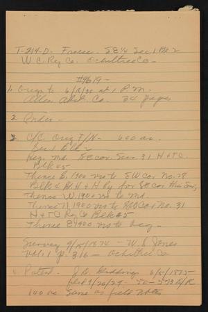 Primary view of object titled '[Notes Discussing Froese Land in Ochiltree County, Texas]'.