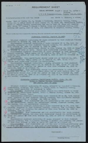 [Requirement Sheet Regarding the Oil and Gas Lease From Maude B. Johnson To Indian Territory Illuminating Oil Company]