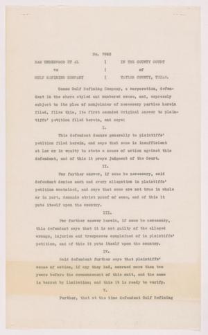 Primary view of object titled '[Cause No. 7863: Defendant's First Amended Original Answer]'.