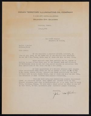 [Letter from John W. Glahn to Sayles & Sayles, November 9, 1939]