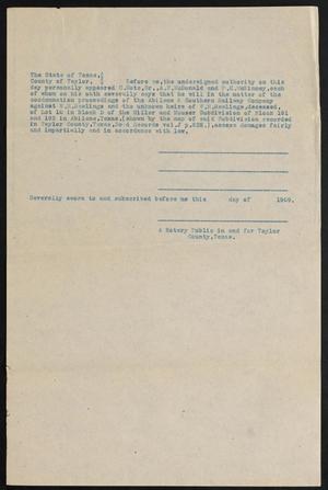 [Document Relating to Abilene & Southern Railway Company vs. W. H. Rawlings et al., 1909]