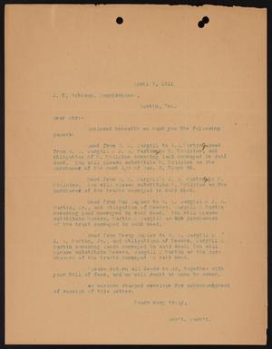 [Letter to J. T. Robison, April 7, 1911]