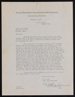 [Letter from R. F. Rood and C. F. Rayburn to Sayles & Sayles, December 1, 1939]