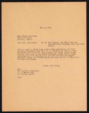 [Letter from David W. Stephens to Belle Wellborn, May 3,1932]