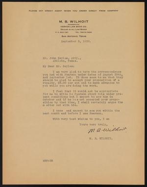 [Letter from M. B. Wilhoit to John Sayles, September 5, 1932]