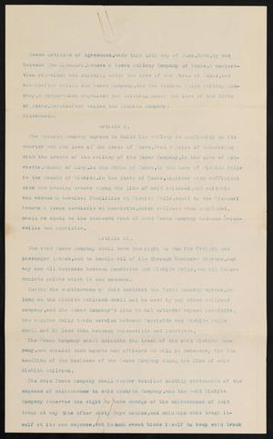 Primary view of object titled '[Articles of Agreement Between the Missouri, Kansas, and Texas Railway Company and The Wichita Falls Railway Company]'.