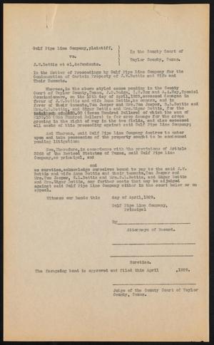 [Document in the Condemnation Proceeding, Gulf Pipe Line Company vs. J. W. Bettis]