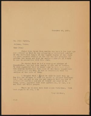 [Letter from Perry Sayles to John Sayles, December 30, 1935]