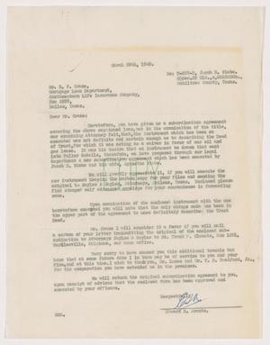 [Letter from Edward S. Arentz to E. P. Crane, March 29, 1940]