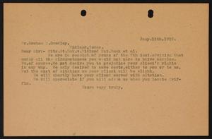 [Letter to Graham B. Smedley, January 11, 1912]