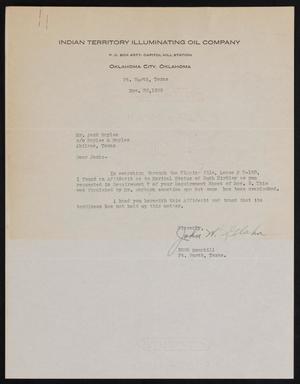 [Letter from John W. Glahn to Jack Sayles, November 30, 1939]