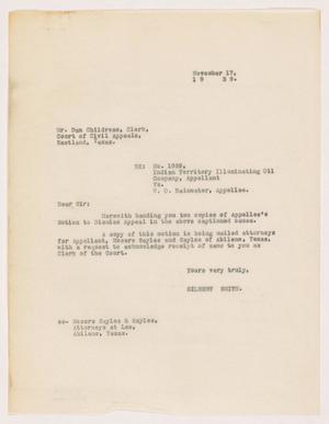 [Letter from Gilbert Smith to Dan Childress, November 17, 1939]