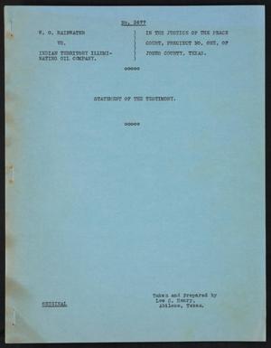 Primary view of object titled '[Cause No. 3677: Statement of the Testimony]'.