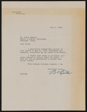 [Letter from R. E. L. Batts to Perry Sayles, July 5, 1935]