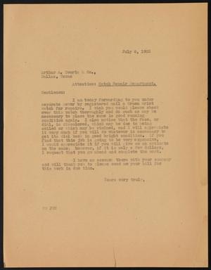 [Letter from Perry Sayles to Arthur A. Everts & Company, July 6, 1933]