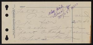 Primary view of object titled '[Note Written on John C. Moore Corporation Receipt]'.