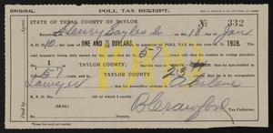 [Receipt for Taylor County Poll Taxes, 1909]