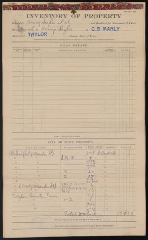 [Inventory of Property Owned by Henry Sayles, et al, 1908]