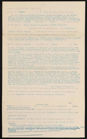 [Warranty Deed, African Methodist Episcopal Church Connection of the United States of American at Abilene, Texas to Ballinger & Abilene Railway Company]
