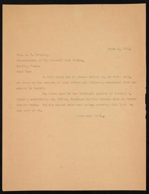 [Letter to J. T. Robison, March 4, 1926]