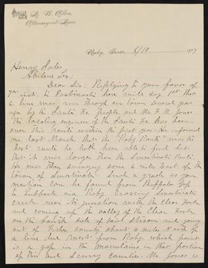 [Letter from L. B. Allen to Henry Sayles, August 10, 1907]