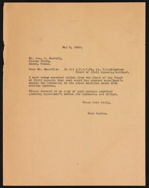 [Letter from Jack Sayles to George O. Harrell, May 3, 1940]