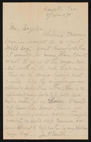 [Letter from S. N. Smith to Henry Sayles, August 14, 1907]
