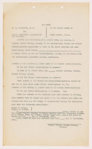 Primary view of object titled '[Cause No. 4035: Answers and Deposition of V. Robert Kerr]'.