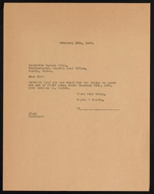 [Letter from Sayles & Sayles to Basom Giles, February 16, 1940]