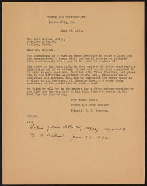 [Letter from J. E. Pearson to John Sayles, June 24, 1932]