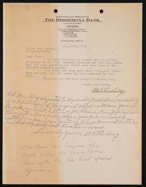 [Letter from M. F. Rushing to Sayles & Sayles, December 20, 1918]
