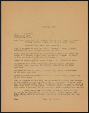 [Letter from John Sayles to W. M. McMurray, February 15, 1930]