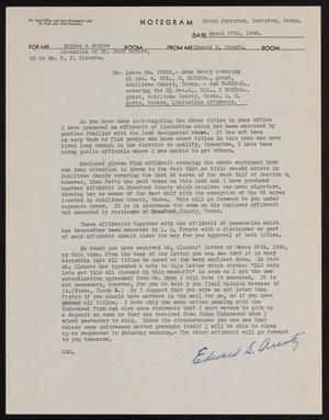 [Letter from Edward S. Arentz to Sayles & Sayles, March 27, 1940]