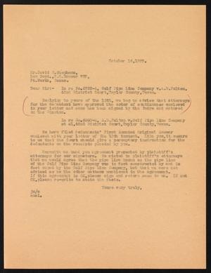 [Letter from John Sayles to David W. Stephens, October 14, 1929]