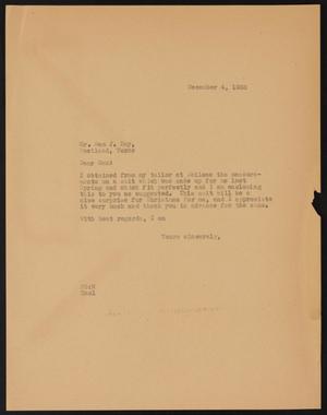 [Letter from Perry Sayles to Sam J. Day, December 4, 1933]