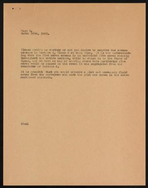 [Letter from John Sayles, March 20, 1940]