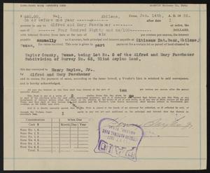 [Vendor's Lien Note, Henry Sayles, Jr. to Alfred and Mary Fasshauer]