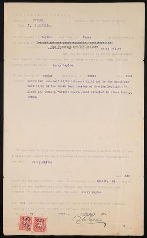 Primary view of object titled '[Warranty Deed from B. L. Ellis to Perry Sayles]'.