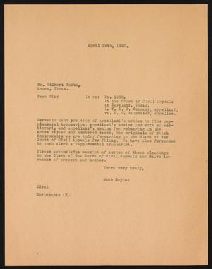 [Letter from Jack Sayles to Gilbert Smith, April 24, 1940]