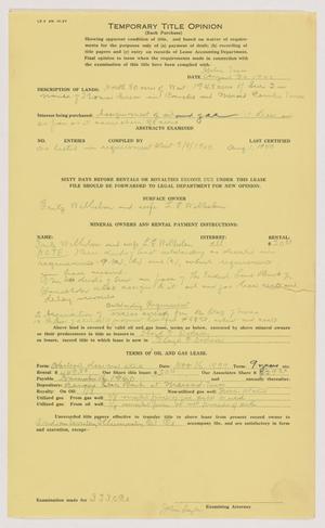 Primary view of object titled '[Temporary Title Opinion Regarding the Sale of an Oil and Gas Lease From Floyd C. Dodson to Indian Territory Illuminating Oil Company]'.