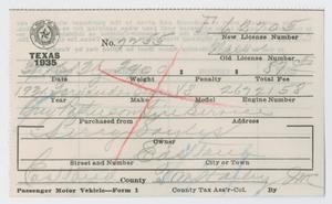 [Vehicle Registration Certificate, 1935]