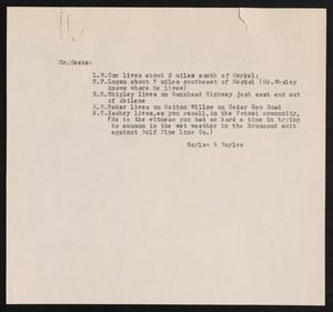 [Letter from Sayles & Sayles to Mr. Meeks]