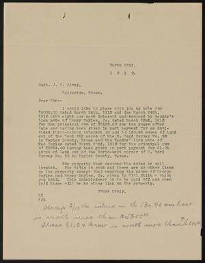[Letter from Henry Sayles to J. P. Alvey, March 22, 1913]