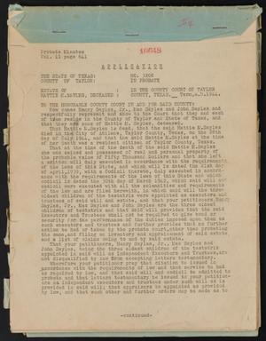 Primary view of object titled '[Probated Will and Estate of Hattie M. Sayles]'.