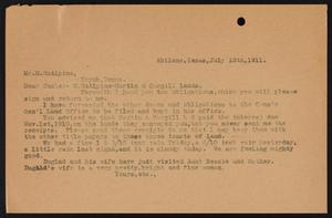 [Letter to M. McAlpine, July 18, 1911]