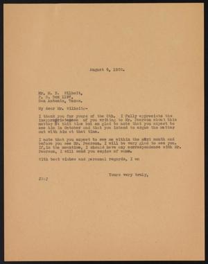 [Letter from John Sayles to M. B. Wilhoit, August 6, 1932]