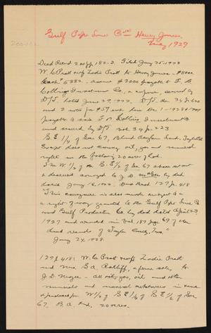 Primary view of object titled '[Notes Discussing the Gulf Pipe Line Company]'.