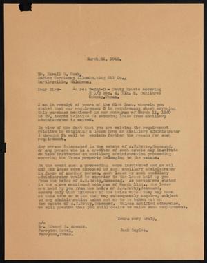 [Letter from Jack Sayles to Darall G. Hawk, March 24, 1940]
