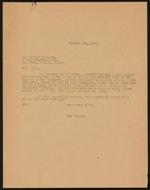 [Letter from John Sayles to Milton McKenzie, October 6, 1934]