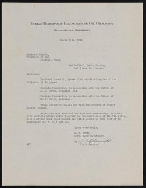 [Letter from R. F. Rood and F. F. Claunts to Sayles & Sayles, March 11, 1940]